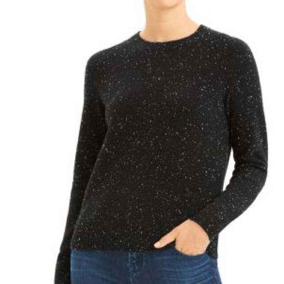Bloomingdale's Black 100% Cashmere Crewneck Sweater with white flecks | S - Picture 1 of 5